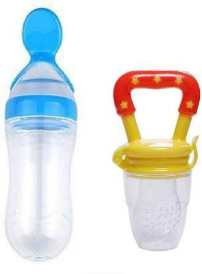 FABLITTLE YELLOW NIBBLER AND BLUE FOOD FEEDER FOR KIDS Teether and Feeder(Yellow, Blue)