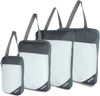 SHIBUI Polyester Packing Cubes travel organizer; Expandable -Set of 4 (Grey)(Grey)