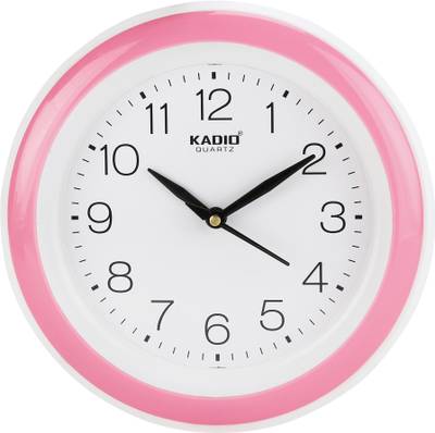 Kadio Analog 22 cm X 22 cm Wall Clock  (Pink, With Glass)