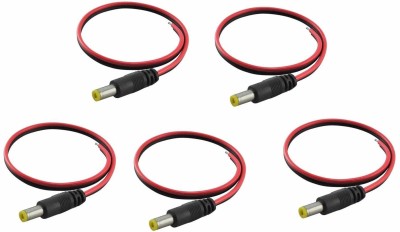 LipiWorld Male Pigtail DC Power Cable Connectors for CCTV Surveillance Camera (Pack-5) Male Pigtail DC Power Cable Connectors Wire Connector(Black, Red, Pack of 5)