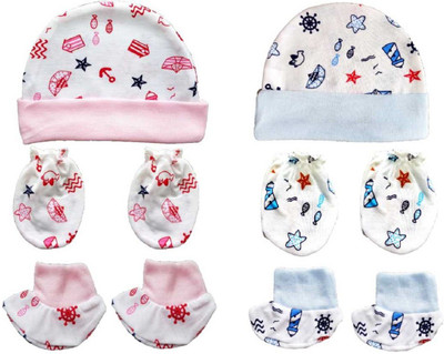 Atabz Set of 2pack 3in1 combo caps booty mitten for kids(Multicolor)