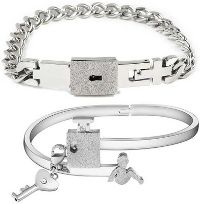 KARMAAH Stainless Steel Titanium Bracelet Set(Pack of 2)
