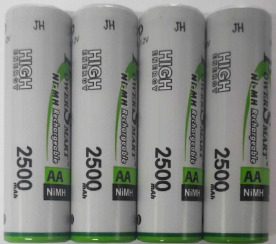 Power Smart PS 2500 mAH x 4 Ready To Use AA Rechargable NiMH Batteries Used For Toys Flash Etc Camera  Charger (White)  Battery(Pack of 4)