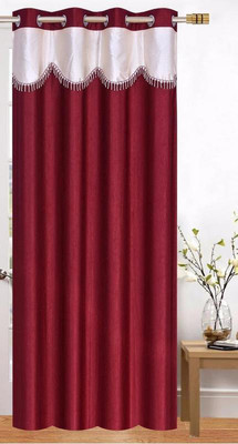 Flipkart SmartBuy 213 cm (7 ft) Polyester Semi Transparent Door Curtain Single Curtain(Printed, Maroon1)
