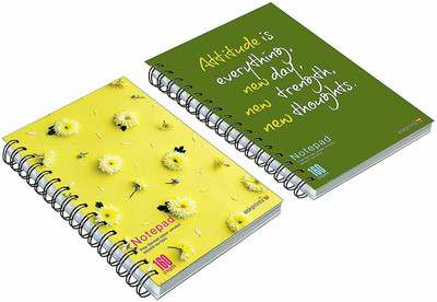Askprints A5 Notebook (Unruled Wire Bound Spiral Notebook, Multicolor, Pack of 2 A5 Diary unruled 160 Pages(yellow and green)