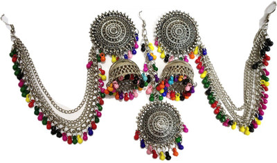 KANDK KREATION Oxidised Silver Silver Multicolor Jewellery Set(Pack of 1)