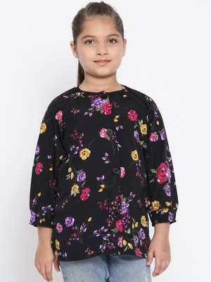 OXOLLOXO Girls Casual Polyester A-line Top(Black, Pack of 1)