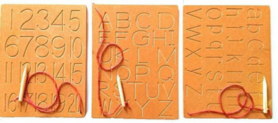 Ashmi Capital And Small Alphabet And Number Writing Practice Wooden Boards For Learning Kids - Set of 3(Brown)
