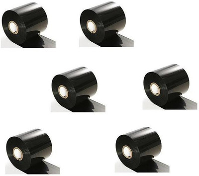 youtech 55 mm X 300 Meters,(2.17inchX300meters) Thermal Transfer Barcode Ribbon (WAX), Set of 6 Ribbon Non-adhesive Paper Label(Black)