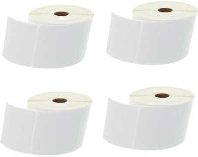 youtech 100MMX100MM (4inchX4inch) Barcode Label 1''up Self-adhesive Paper Label (White) 1ROLL 500 LABELS set of 4 Roll Labels In Roll, Permanent Self Adhesive Paper Label(White)