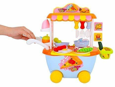 Shivdra traders Baby Toy Set Kitchen Playset Fast Food Car | Baby Cookware Play Set with Light & Sound/Kitchen Set Cooking Toy with Car