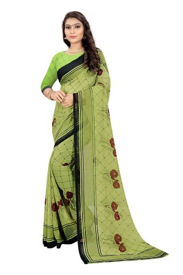 THE PRIVATE LABLE Printed Bollywood Georgette Saree(Light Green)