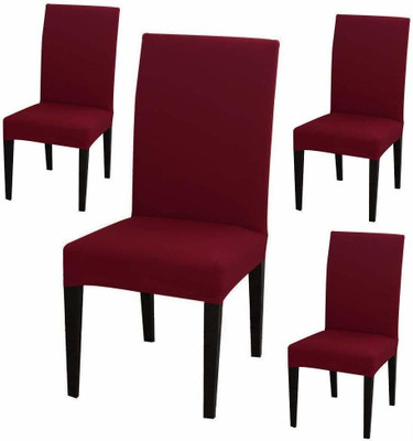 DECORIAN Polycotton 1 Seater Chair Plain Cover(Pack of 4 Maroon)