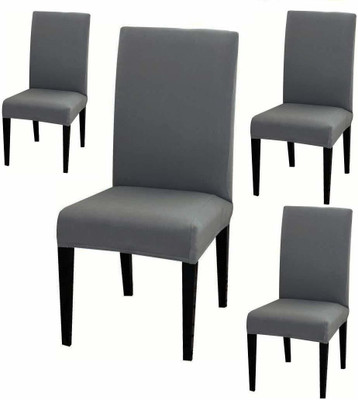 DECORIAN Polycotton 1 Seater Chair Plain Cover(Pack of 4 Grey)