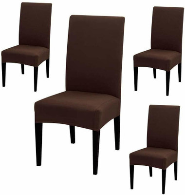 DECORIAN Polycotton Plain 1 Seater Chair Cover(Brown Pack of 4)