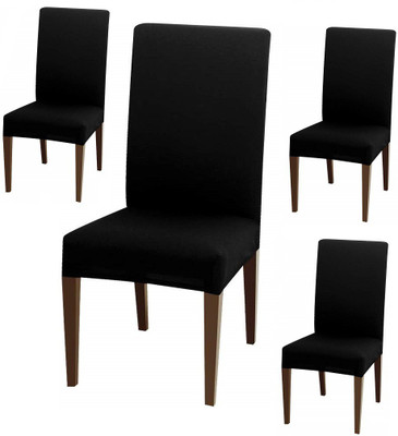 DECORIAN Polycotton Plain 1 Seater Chair Cover(Black Pack of 4)