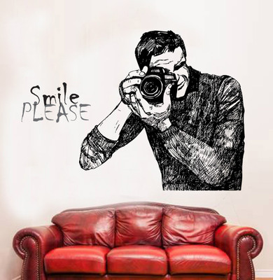 fuzzy 75 cm Camera Man Self Adhesive Sticker(Pack of 1)