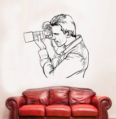 fuzzy 55 cm Camera Man Self Adhesive Sticker(Pack of 1)