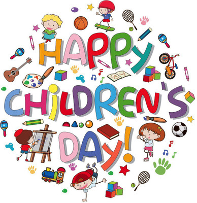 Wallzone 70 cm Happy Childrens Day Removable Sticker(Pack of 1)