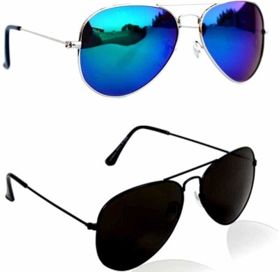 LAER Aviator Sunglasses(For Men & Women, Blue, Black)