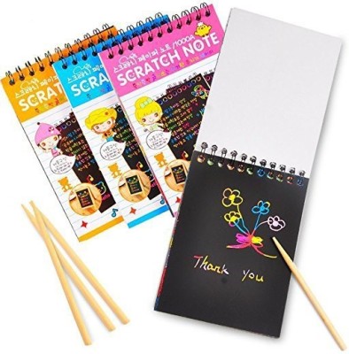 Art Bundle Magic scratch rainbow notebook for doodle scratch art activity- pack of 4 books