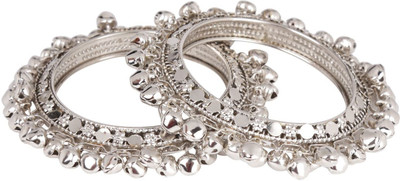 Efulgenz Alloy Silver Bangle Set(Pack of 2)