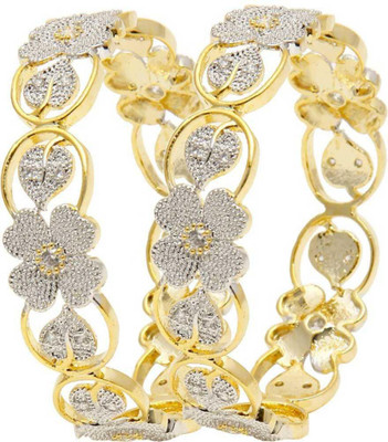 Yellow Chimes Alloy Crystal Gold-plated Bangle(Pack of 2)