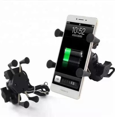 Santech MultiFunctional Mobile Holder with USB Charger(Black) 2.1 A Bike Mobile Charger