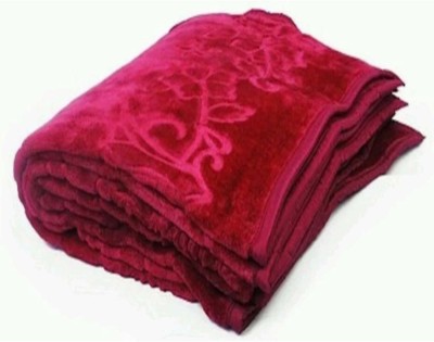 SHOORAAY Self Design Double Mink Blanket for  Heavy Winter(Poly Cotton, Maroon)
