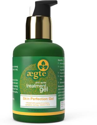Aegte Oil Free Anti Acne Treatment Facial Skin Perfection Gel For Radiant And Glowing Skin With Aloe Vera Gel, Tea Tree Oil, Clove Oil,Cucumber Extract, Turmeric, Vitamin C & E (70ml /2.37fl. Oz.)