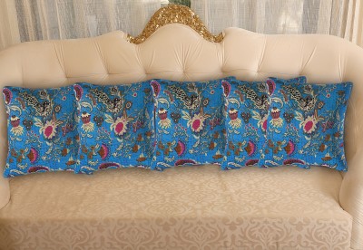 Texstylers Floral Cushions & Pillows Cover(Pack of 5, 40 cm*40 cm, Blue)