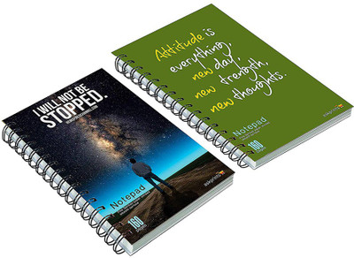 Askprints Askprints A5 Notebook (Unruled Wire Bound Spiral Notebook, Pack of 2 A5 Notebook unruled 160 Pages(black & green, Pack of 2)