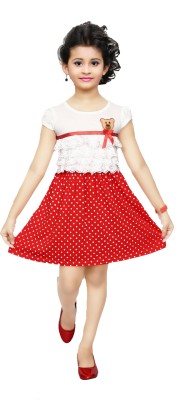 LITTLE PANDA Baby Girls Midi/Knee Length Casual Dress(Red, Sleeveless)
