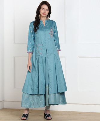 biba-women-embroidered-frontslit-kurtablue