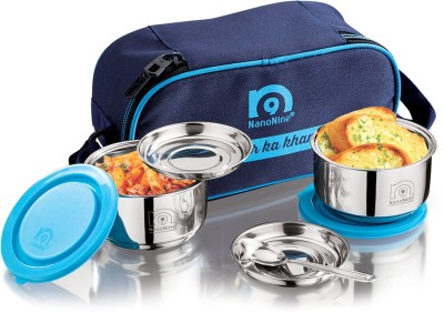 NanoNine Mid Day Stainless Steel Insulated Lunch Pack with Plate, Small Plus 2 Containers Lunch Box(520 ml)