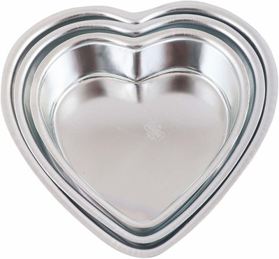 SHAAZI Premium Quality Heart Shape Pan Baking Aluminium Cake Mould 3(Pack of 3)