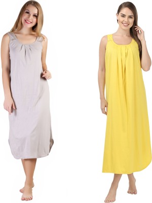 Blazon Women Nighty(Grey, Yellow)