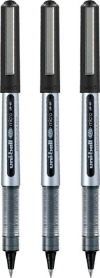 uni-ball Eye UB150 0.5mm Roller Ball Pen | Water & Fade Resistant | Roller Ball Pen(Pack of 3, Ink Color - Black)