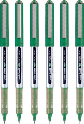 uni-ball Eye UB 150 | Tip Size 0.5 mm | Comfortable Grip | For School & Office Use | Roller Ball Pen(Pack of 6, Green)