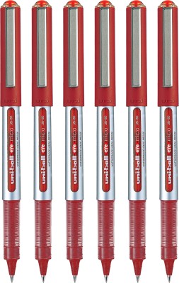 uni-ball Eye UB 150 | Tip Size 0.5 mm | Comfortable Grip | For School & Office Use | Roller Ball Pen(Pack of 6, Red)