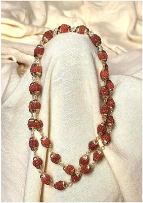 ng gems 5 MUKHI RUDRAKSHA MALA OF WITH GOLD PLATED CAP Gold-plated Wood Pendant