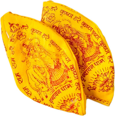 Zhunmun Cotton Gaumukhi Oval Shape Jaap Mala Bag (24x12 cm, Orange) - Set Of 2 Pouch(Pack of 2)