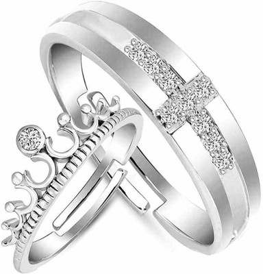 Shiv Jagdamba Crystal, Sterling Silver Cubic Zirconia Sterling Silver Plated Ring Set