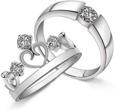 Shiv Jagdamba Crystal, Sterling Silver Cubic Zirconia Sterling Silver Plated Ring Set