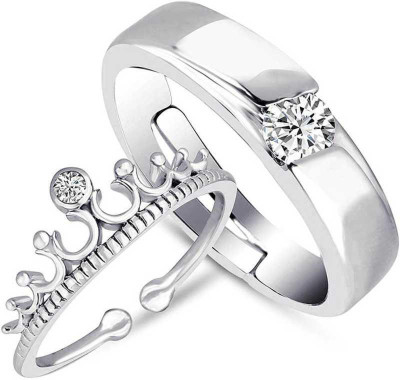 Shiv Jagdamba Crystal, Sterling Silver Cubic Zirconia Sterling Silver Plated Ring Set
