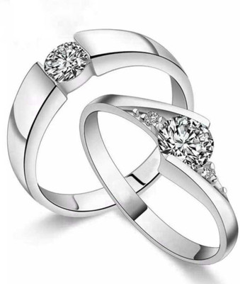 Shiv Jagdamba Crystal, Sterling Silver Cubic Zirconia Sterling Silver Plated Ring Set