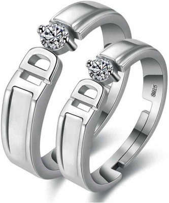 Shiv Jagdamba Crystal, Sterling Silver Cubic Zirconia Sterling Silver Plated Ring Set