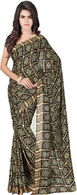 MINE CHOICE Printed Bandhani Crepe Saree(Multicolor)