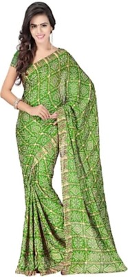 RAJASTHANI BANDEJ Printed Bandhani Crepe Saree(Multicolor)