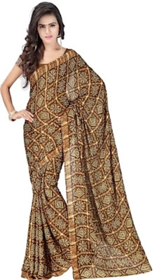 MINE CHOICE Printed Bandhani Crepe Saree(Multicolor)